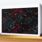 Vintage Black Dramatic Glamour Autumn Romanticism: Maximalism Moody Florals - Grand Millennial Burgundy And Teal Peonies Bouquets,  Nostalgic Gothic Mystic Night Flowers Wall Mural Gallery Image 2