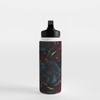 Vintage Black Dramatic Glamour Autumn Romanticism: Maximalism Moody Florals - Grand Millennial Burgundy And Teal Peonies Bouquets,  Nostalgic Gothic Mystic Night Flowers Water Bottle Gallery Image 3