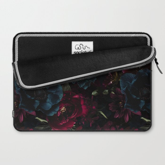 Vintage Black Dramatic Glamour Autumn Romanticism: Maximalism Moody Florals - Grand Millennial Burgundy And Teal Peonies Bouquets,  Nostalgic Gothic Mystic Night Flowers Laptop Sleeve Gallery Image 2