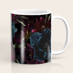 Vintage Black Dramatic Glamour Autumn Romanticism: Maximalism Moody Florals - Grand Millennial Burgundy And Teal Peonies Bouquets,  Nostalgic Gothic Mystic Night Flowers Coffee Mug Gallery Image 1