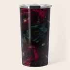 Vintage Black Dramatic Glamour Autumn Romanticism: Maximalism Moody Florals - Grand Millennial Burgundy And Teal Peonies Bouquets,  Nostalgic Gothic Mystic Night Flowers Travel Mug Gallery Image 1