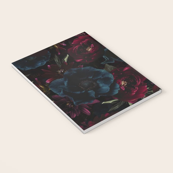 Vintage Black Dramatic Glamour Autumn Romanticism: Maximalism Moody Florals - Grand Millennial Burgundy And Teal Peonies Bouquets,  Nostalgic Gothic Mystic Night Flowers Notebook Gallery Image 3