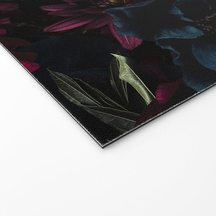 Vintage Black Dramatic Glamour Autumn Romanticism: Maximalism Moody Florals - Grand Millennial Burgundy And Teal Peonies Bouquets,  Nostalgic Gothic Mystic Night Flowers Welcome Mat Gallery Image 2