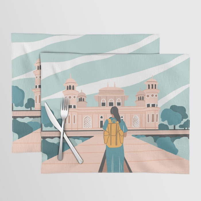 Girl traveling in India Placemat Gallery Image 1
