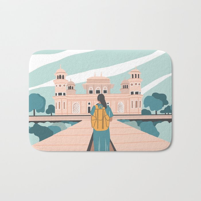 Girl traveling in India Bath Mat Gallery Image 1