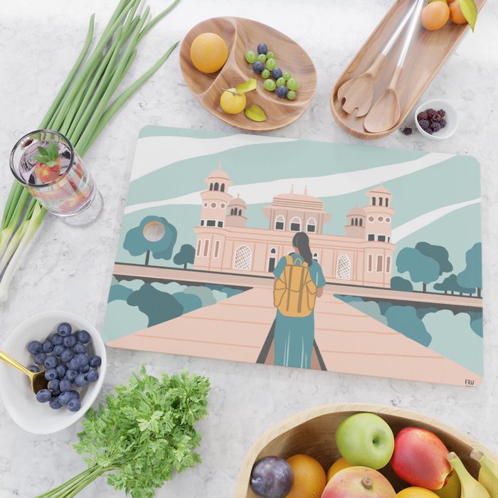 Girl traveling in India Cutting Board Gallery Image 2