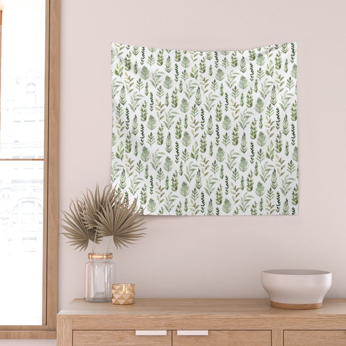 Watercolor leaves Wall Tapestry Gallery Image 2