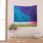 Summer Storm with Green Fields Wall Tapestry Gallery Image 2