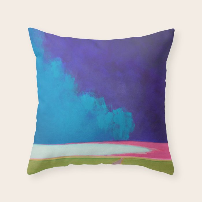 Summer Storm with Green Fields Throw Pillow Gallery Image 1