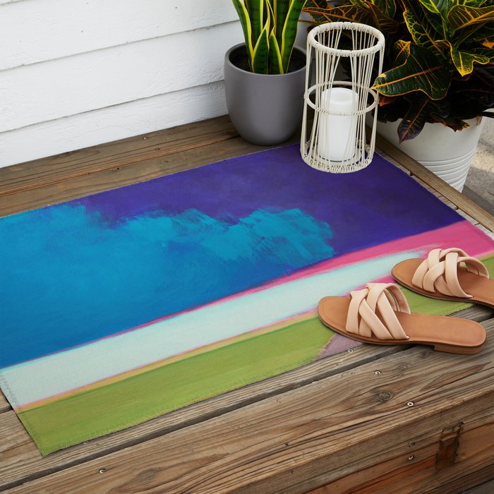 Summer Storm with Green Fields Outdoor Rug Gallery Image 2