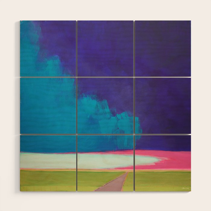 Summer Storm with Green Fields Wood Wall Art Gallery Image 1