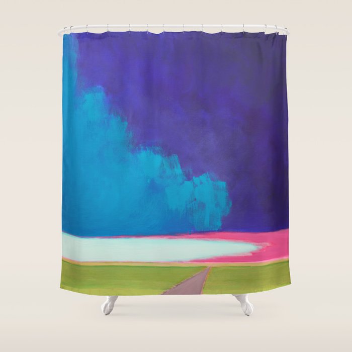 Summer Storm with Green Fields Shower Curtain Gallery Image 1