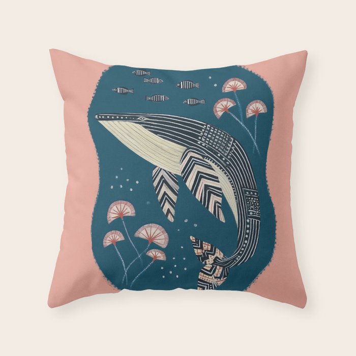 Whale in Bloom Throw Pillow Gallery Image 1