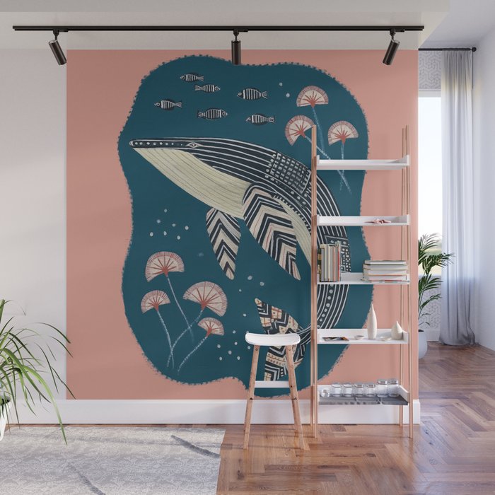 Whale in Bloom Wall Mural Gallery Image 1