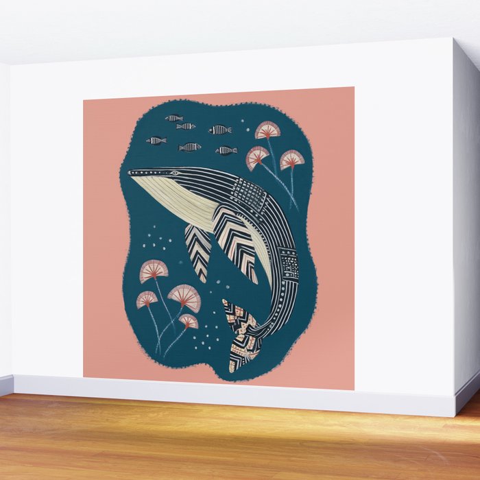 Whale in Bloom Wall Mural Gallery Image 2