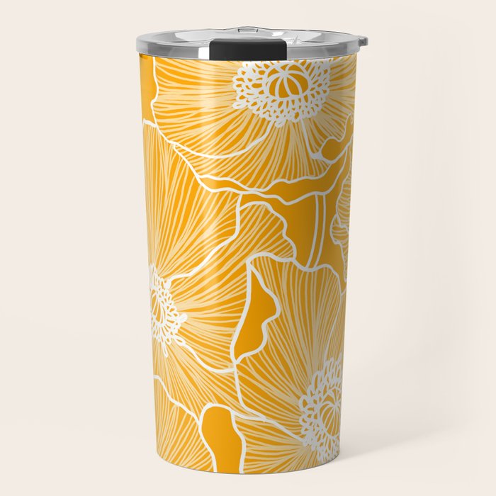 Saffron Yellow Poppies Travel Mug Gallery Image 1
