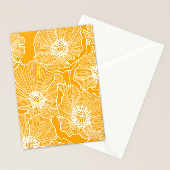 Saffron Yellow Poppies Stationery Card Gallery Image 2