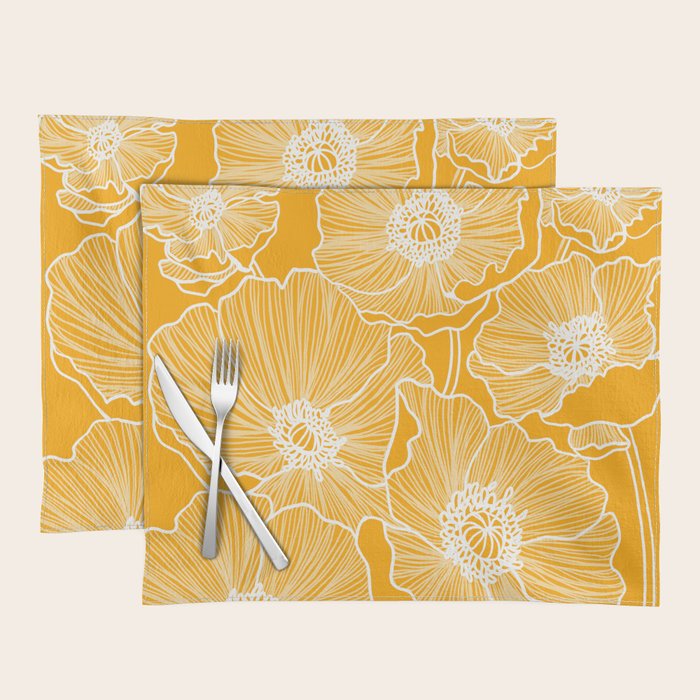 Saffron Yellow Poppies Placemat Gallery Image 1
