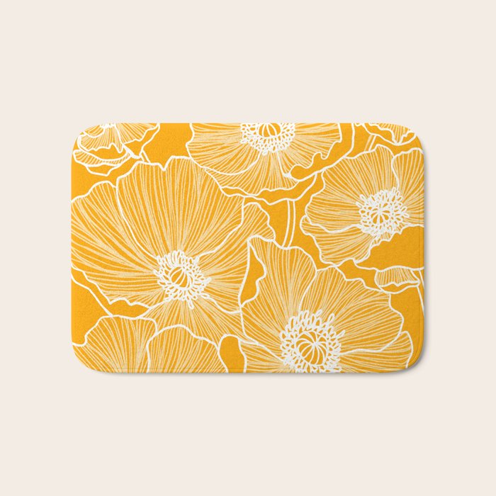 Saffron Yellow Poppies Bath Mat Gallery Image 1