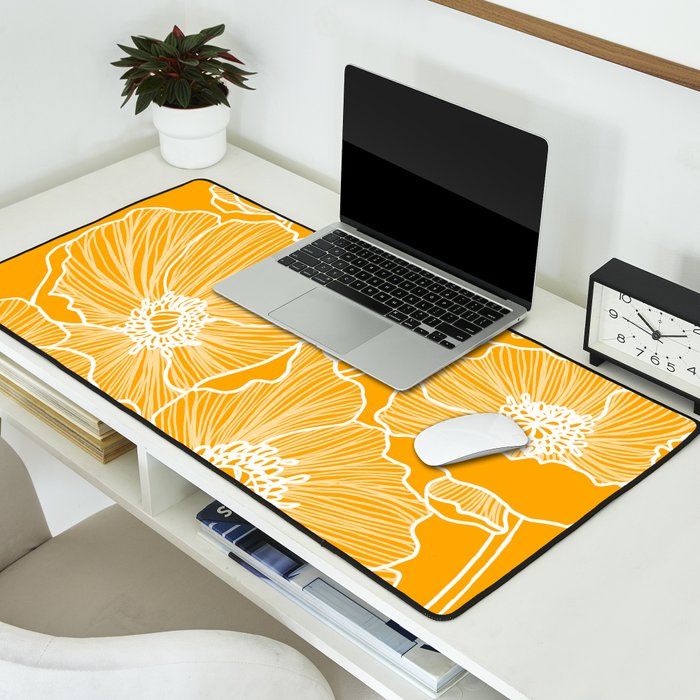 Saffron Yellow Poppies Desk Mat Gallery Image 2