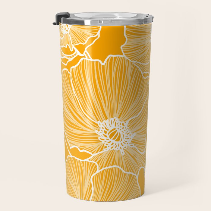 Saffron Yellow Poppies Travel Mug Gallery Image 3