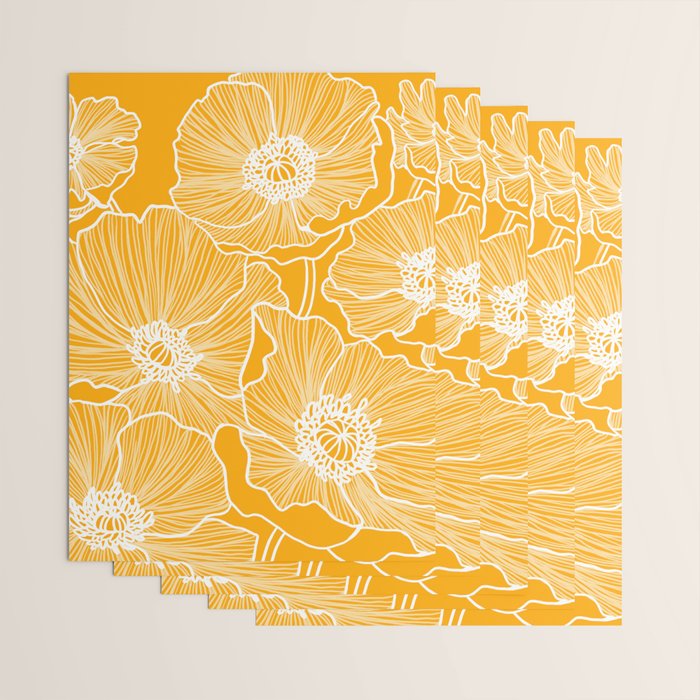 Saffron Yellow Poppies Wrapping Paper Gallery Image 3
