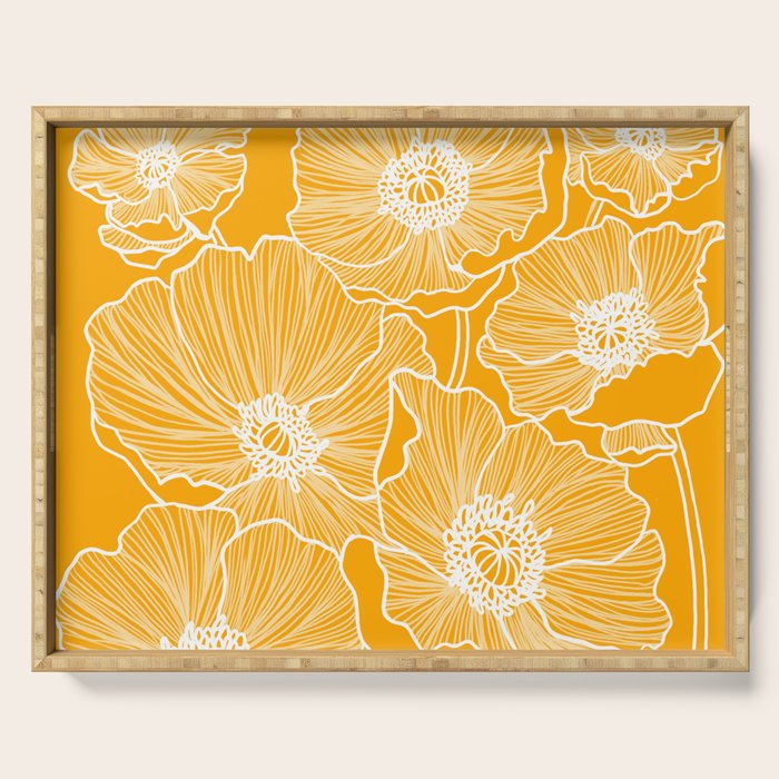 Saffron Yellow Poppies Serving Tray Gallery Image 1