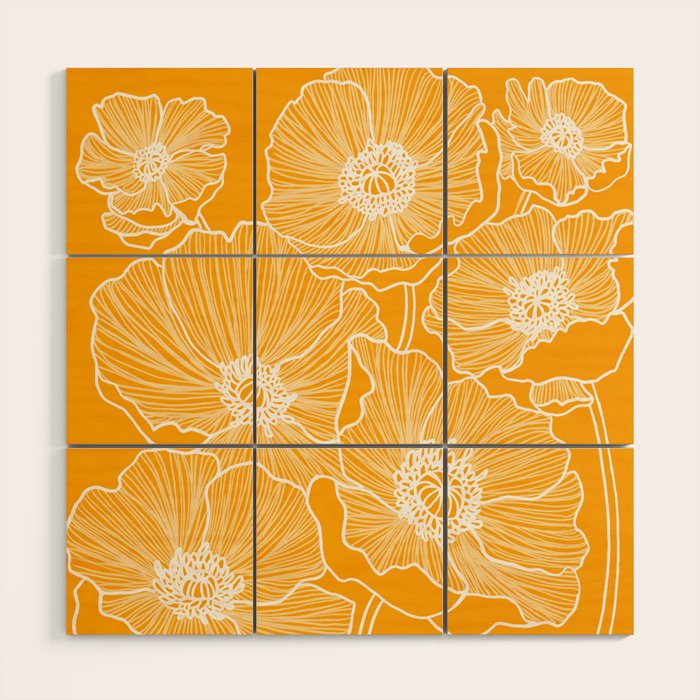 Saffron Yellow Poppies Wood Wall Art Gallery Image 1