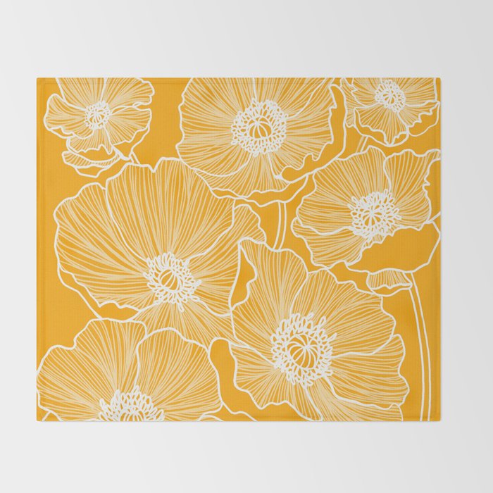 Saffron Yellow Poppies Throw Blanket Gallery Image 2
