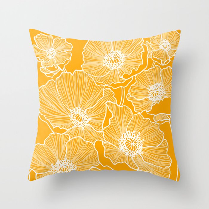 Saffron Yellow Poppies Throw Pillow Gallery Image 6