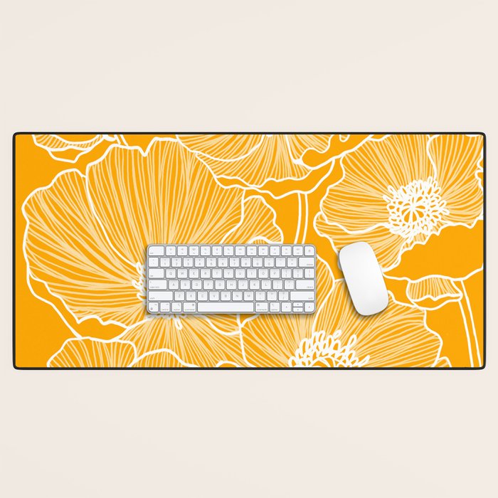 Saffron Yellow Poppies Desk Mat Gallery Image 1
