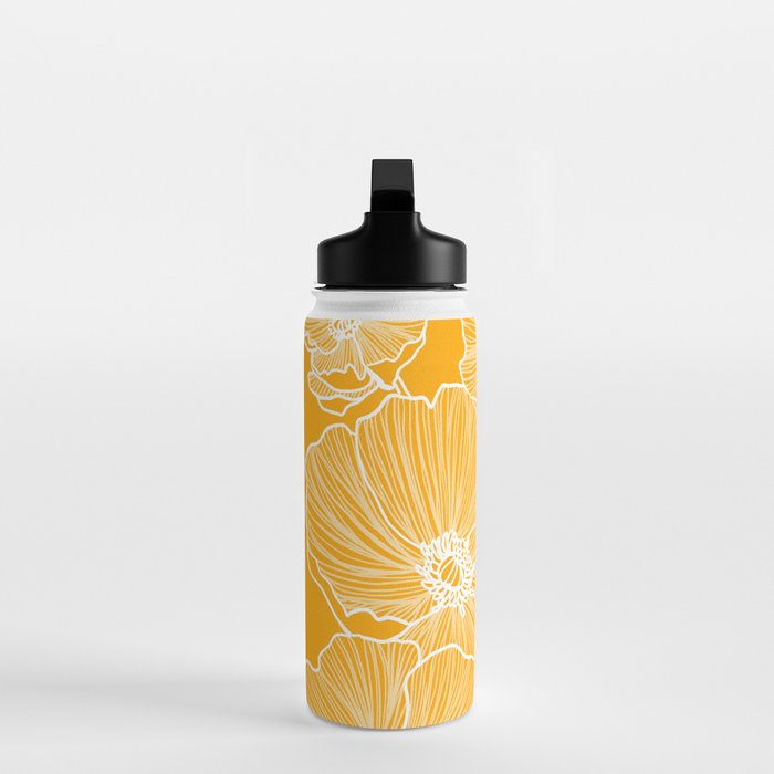 Saffron Yellow Poppies Water Bottle Gallery Image 3