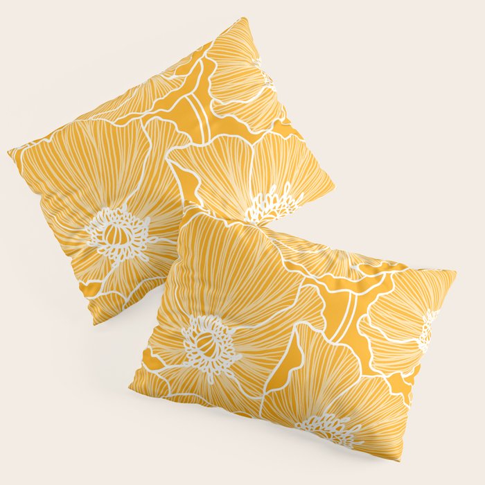 Saffron Yellow Poppies Pillow Sham Gallery Image 3