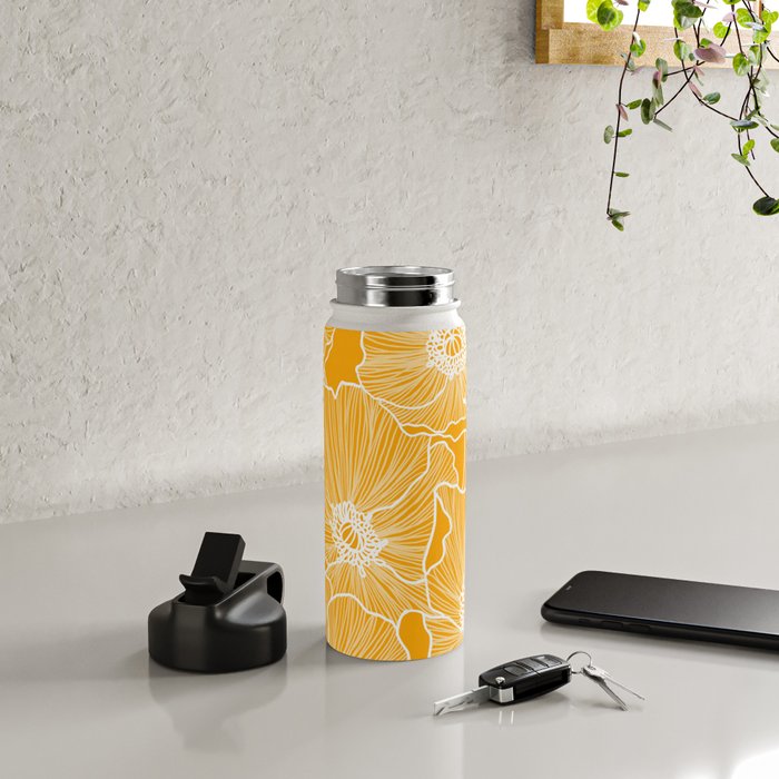 Saffron Yellow Poppies Water Bottle Gallery Image 4