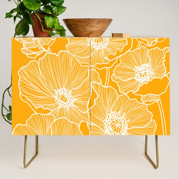 Saffron Yellow Poppies Credenza Gallery Image 1