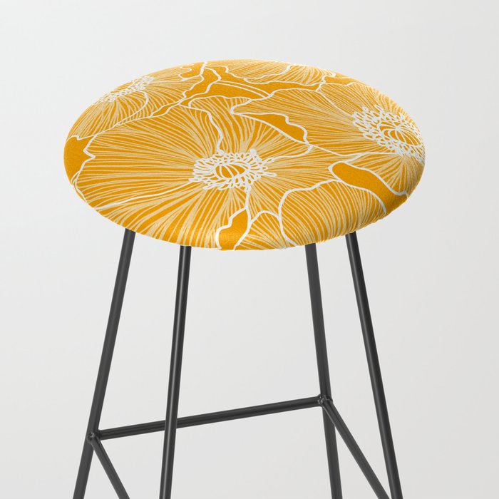 Saffron Yellow Poppies Stool Gallery Image 2