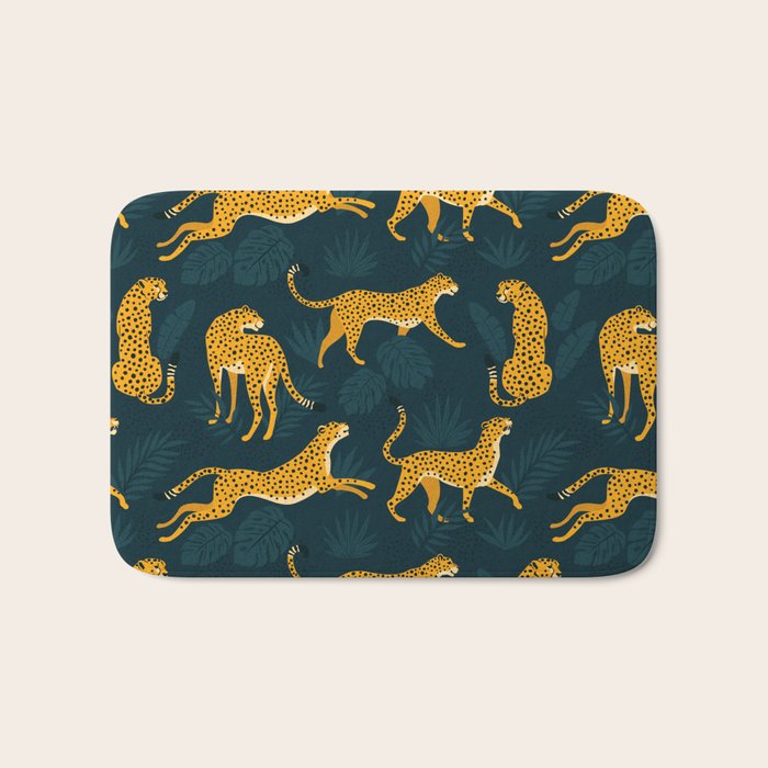 Leopard pattern Black Bath Mat Gallery Image 1