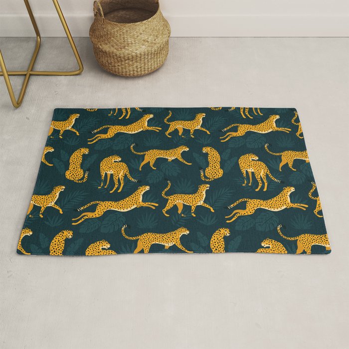 Leopard pattern Black Rug Gallery Image 1