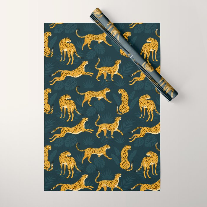 Leopard pattern Black Wrapping Paper Gallery Image 1