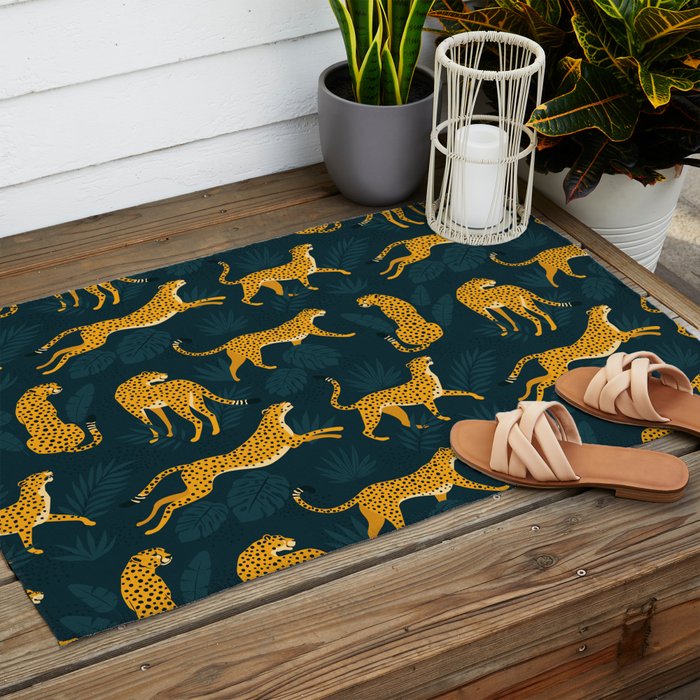 Leopard pattern Black Outdoor Rug Gallery Image 2