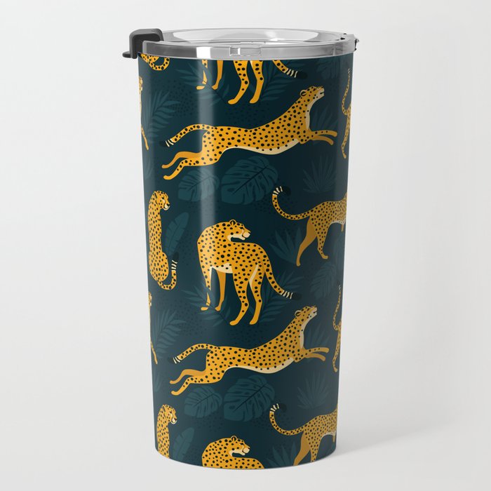 Leopard pattern Black Travel Mug Gallery Image 3