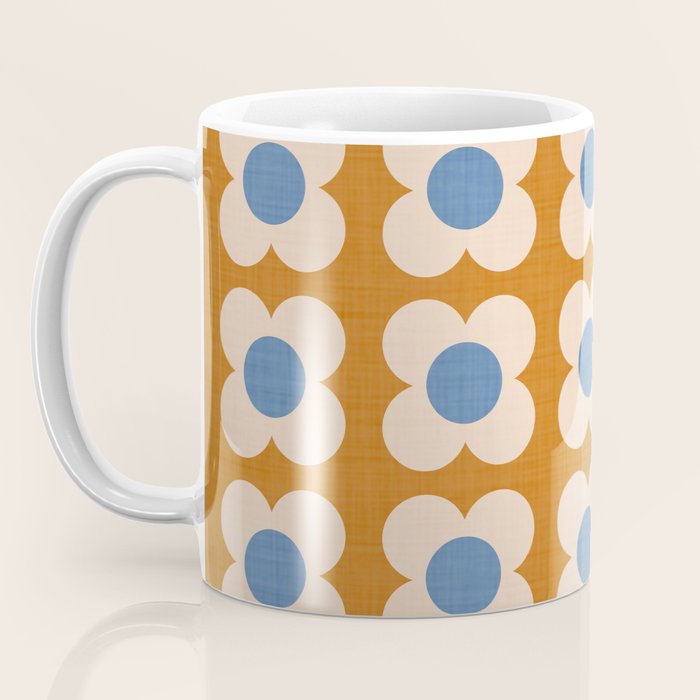 Retro Blossom - tangerine blue Coffee Mug Gallery Image 3