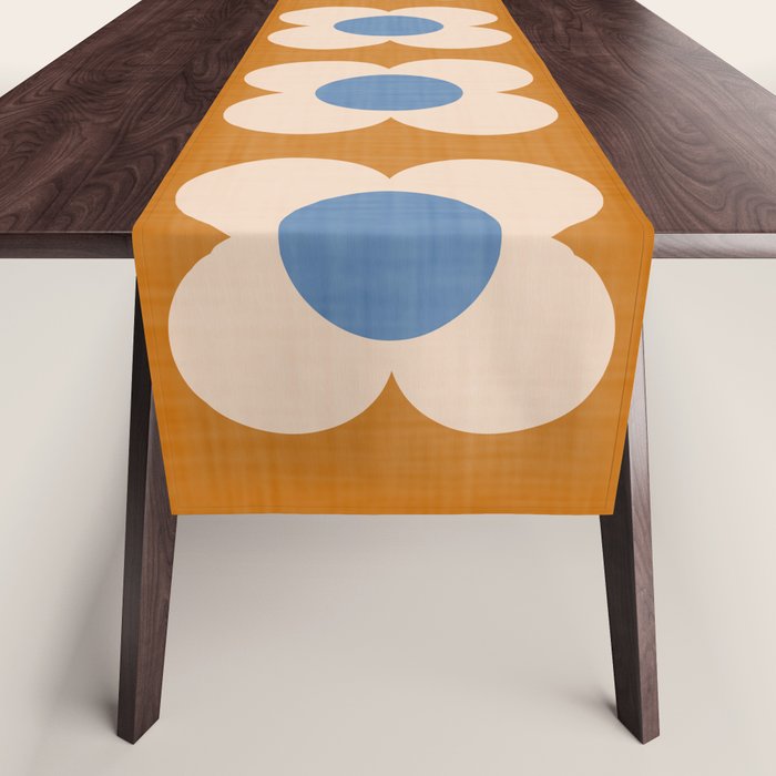 Retro Blossom - tangerine blue Table Runner Gallery Image 1