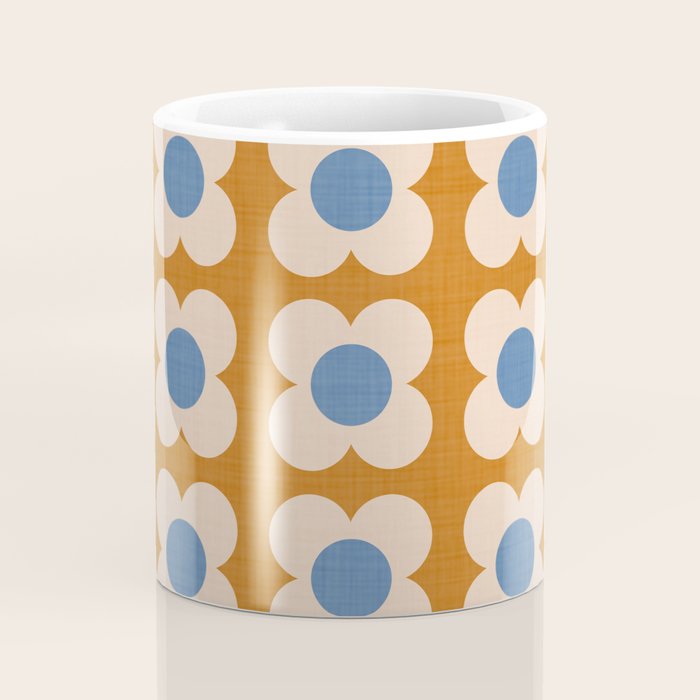 Retro Blossom - tangerine blue Coffee Mug Gallery Image 4