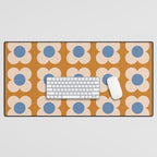 Retro Blossom - tangerine blue Desk Mat Gallery Image 1