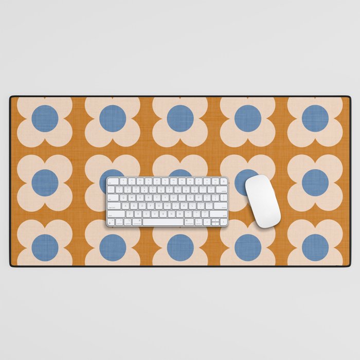 Retro Blossom - tangerine blue Desk Mat Gallery Image 1