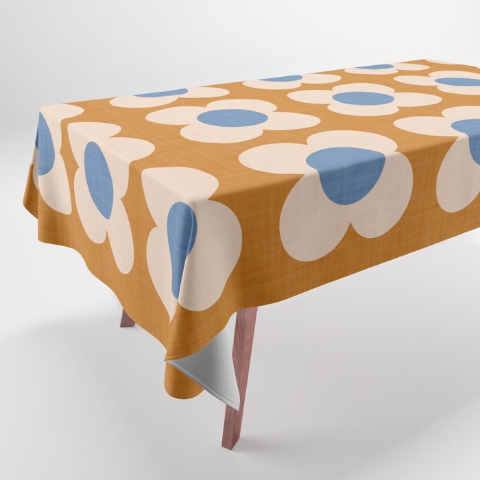 Retro Blossom - tangerine blue Tablecloth Gallery Image 1