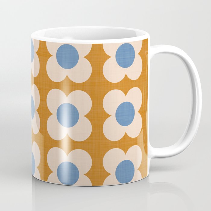 Retro Blossom - tangerine blue Coffee Mug Gallery Image 1