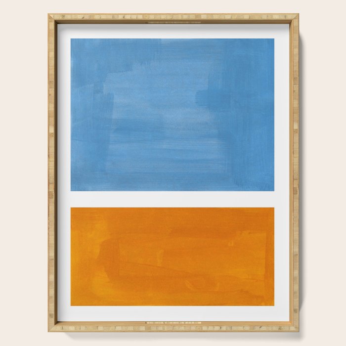 Rothko Minimalist Abstract Mid Century Color Black Square Periwinkle Yellow Ochre Serving Tray Gallery Image 1