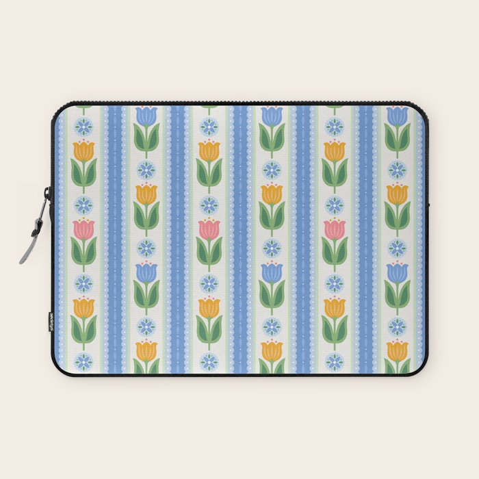Cup of Tea Floral - Multi-color on White Laptop Sleeve Gallery Image 1